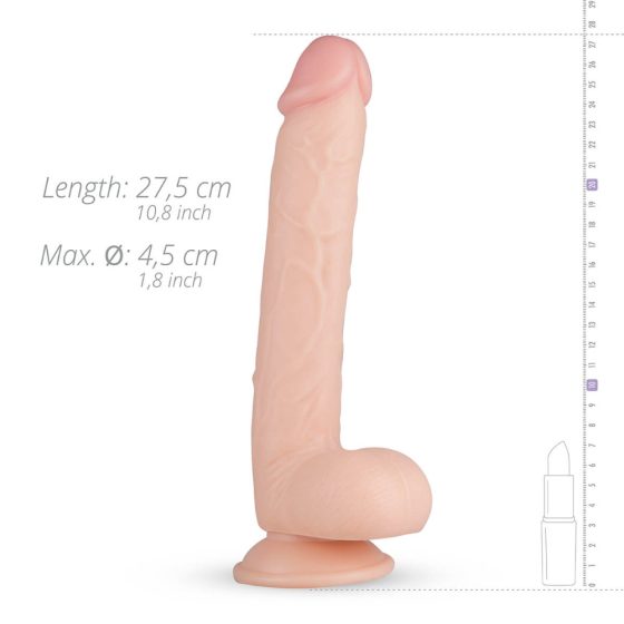 Real Fantasy Elvin - clamp-on, testicle lifelike big dildo (28cm) - natural