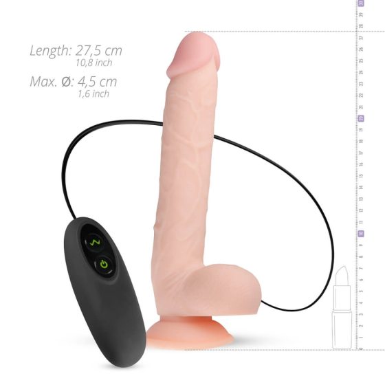 Real Fantasy Elvin - battery-operated, clamp-on, testicle dildo (28cm) - natural