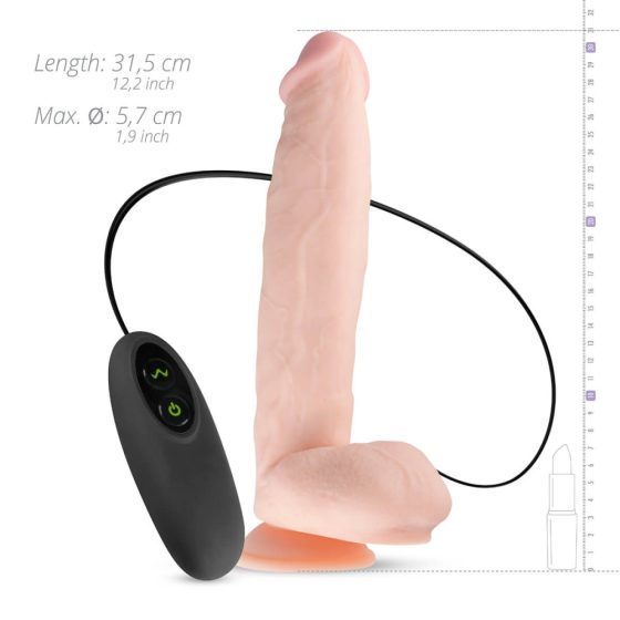 Real Fantasy Dwane - battery-operated, clamp-on, testicle dildo (31cm) - natural