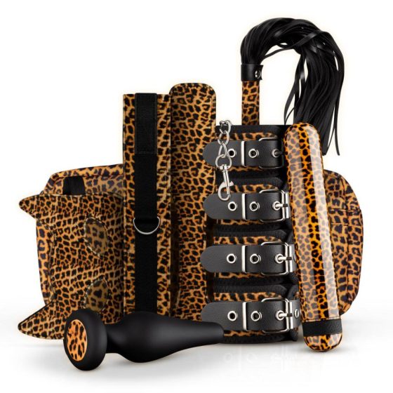 Panthra Gato - vibrator bondage set (8 pieces) - leopard black