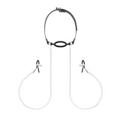   Bedroom Fantasies - mouth gags with nipple clamps (silver-black)