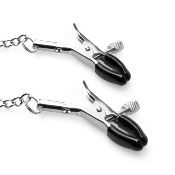 Bedroom Fantasies - mouth gags with nipple clamps (silver-black)