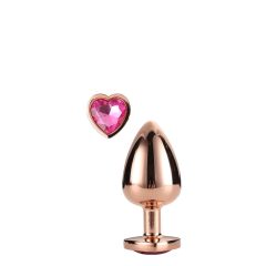   Gleaming Love - Aluminium anal dildo with heart shaped stone (rose gold)