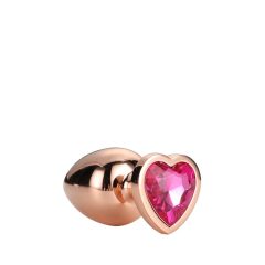   Gleaming Love - Aluminium anal dildo with heart shaped stone (rose gold)