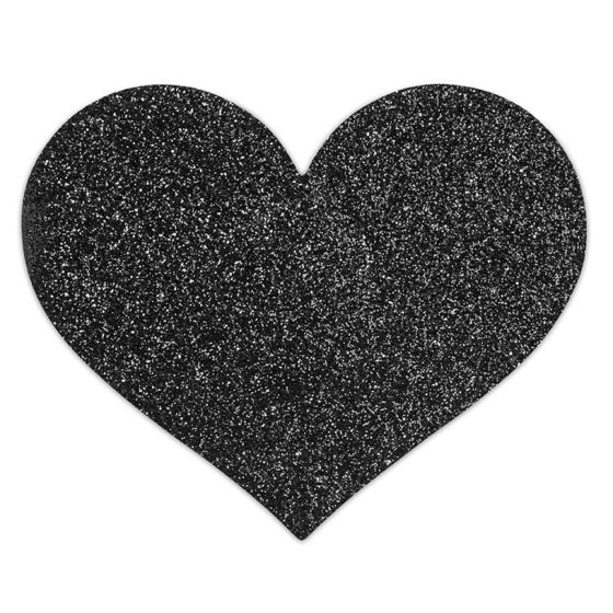 Bijoux Indiscrets Flash - glitter heart nipple sticker (black)