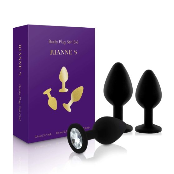 Rianne - 3 piece silicone anal set (black)
