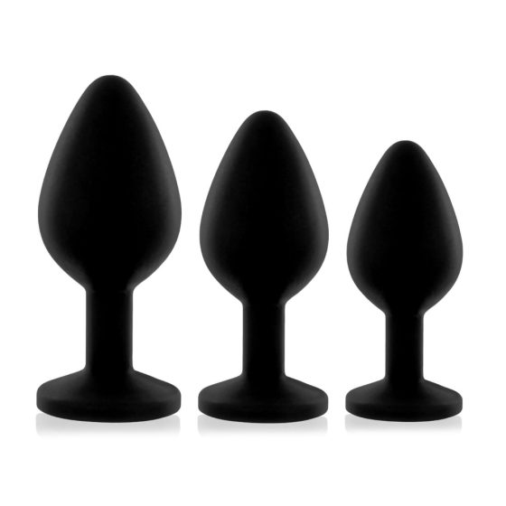 Rianne - 3 piece silicone anal set (black)