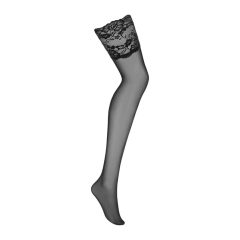 Obsessive 810-STO-1 - Tights with wide lace - black (S/M)
