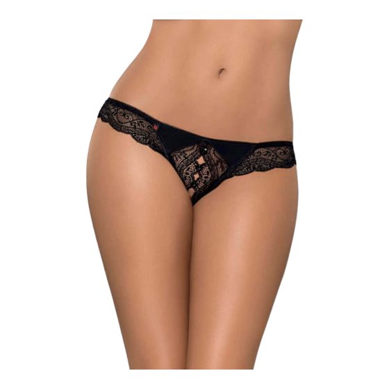 Obsessive Miamor - stone open lace thong for women (black)