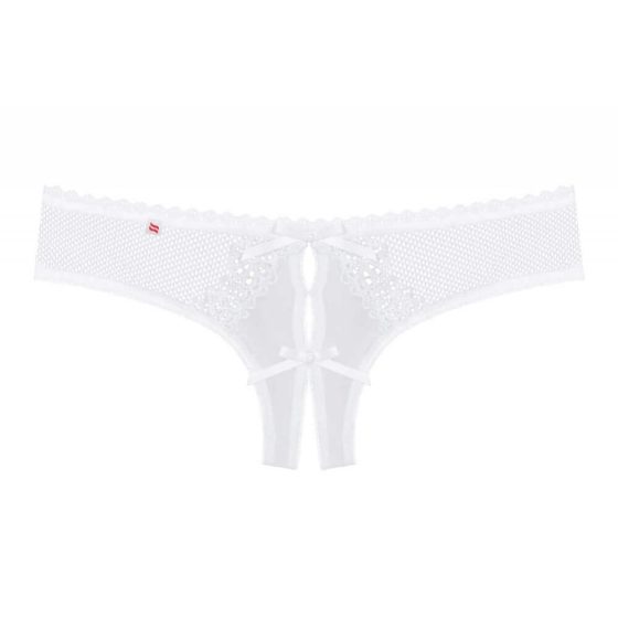 Obsessive Alabastra - floral, bow, open thong - white (S/M)