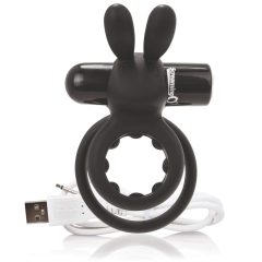   Screaming Charged Ohare - rechargeable, bunny, vibrating penis ring (black)