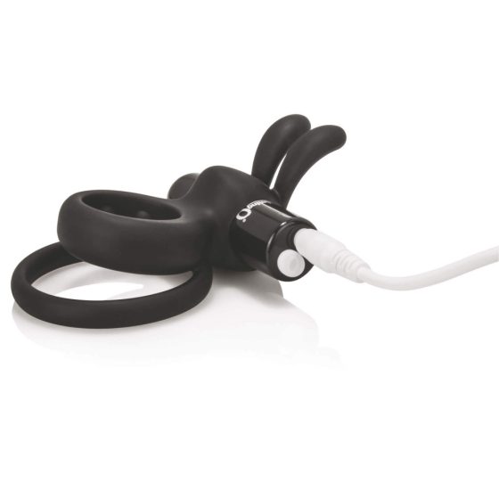 Screaming Charged Ohare - rechargeable, bunny, vibrating penis ring (black)