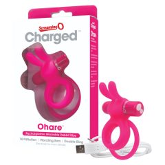   Screaming Charged Ohare - rechargeable bunny vibrating penis ring (pink)