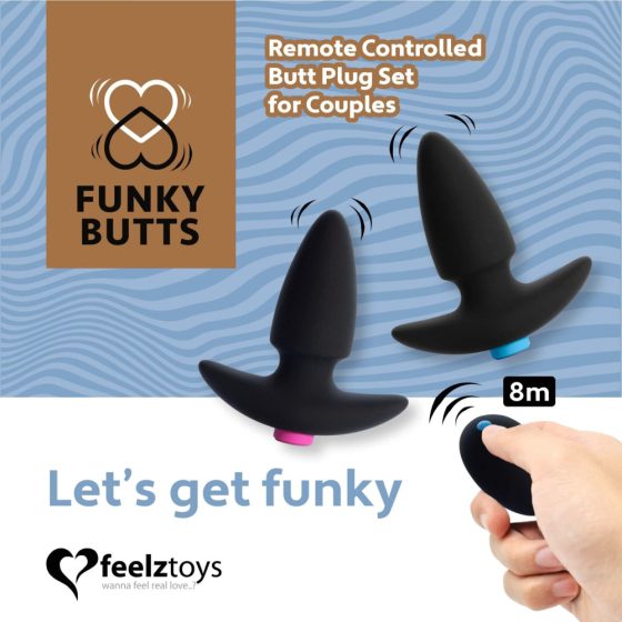 FEELZTOYS Funkybutts - Rechargeable, radio controlled anal vibrator set - (black) -
