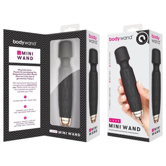 Bodywand Luxe - rechargeable mini massager vibrator (black)