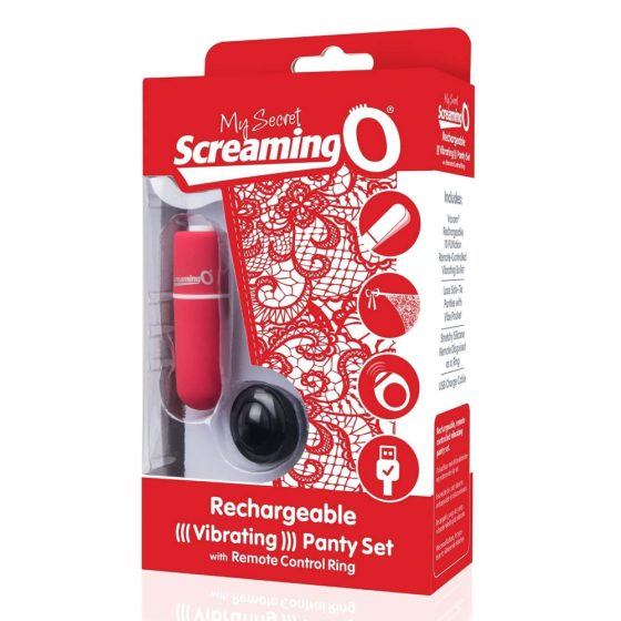 MySecret Screaming Panty - rechargeable radio vibrating panty - red (S-L)