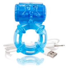   Screaming Charged BigO - rechargeable, star, vibrating penis ring (blue)