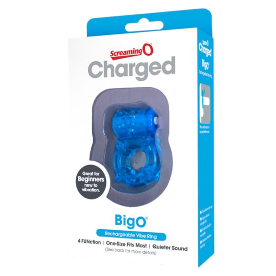 Screaming Charged BigO - rechargeable, star, vibrating penis ring (blue)