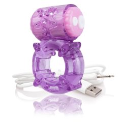   Screaming Charged BigO - rechargeable, star, vibrating penis ring (purple)