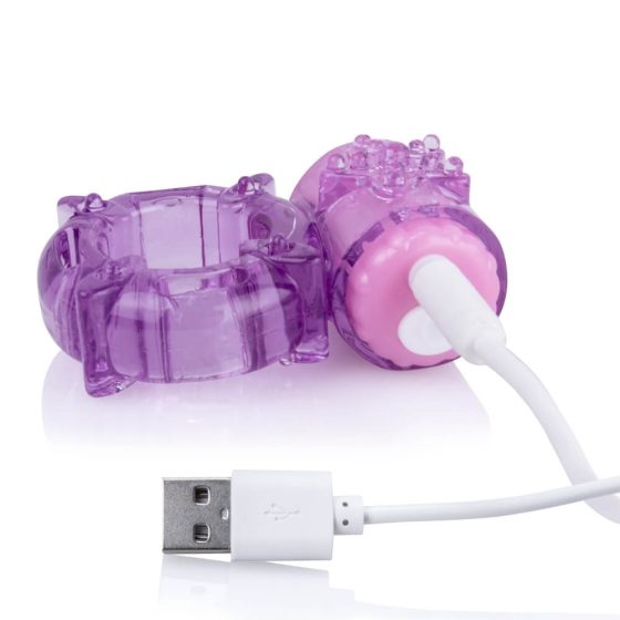 Screaming Charged BigO - rechargeable, star, vibrating penis ring (purple)