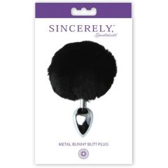   Sportsheets Sincerely - metal anal dildo with bunny tail (silver-black)