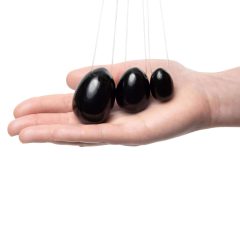 La Gemmes Yoni - gecko ball set - black obsidian (3pcs)