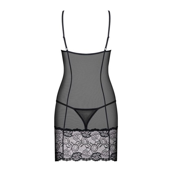 Obsessive Alluria - Lace-covered nightdress with thong (black)