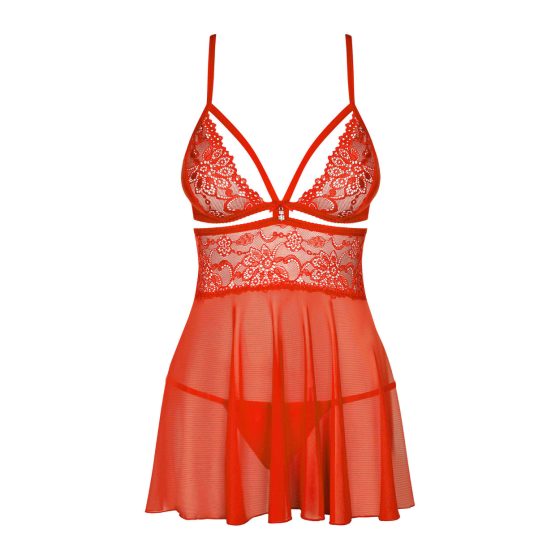 Obsessive 838-BAB-3 - Sexy lace babydoll with thong (red) - XXL