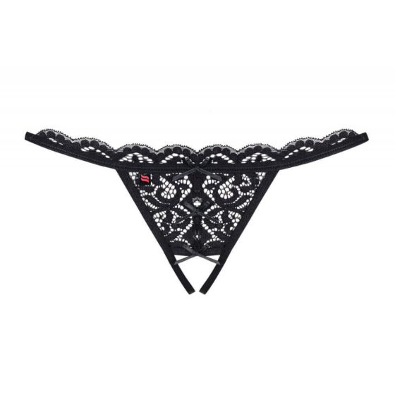 Obsessive 831-THC-1 - tiny bows open lace thong (black)