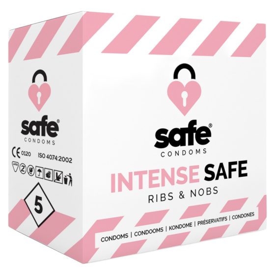 SAFE Intense Safe - ribbed-dotted condom (5pcs)