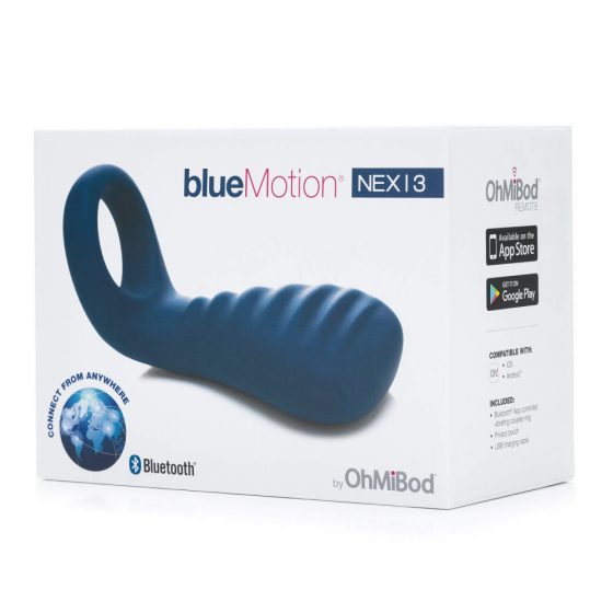 OHMIBOD Bluemotion Nex 3 - smart rechargeable vibrating penis ring (blue)