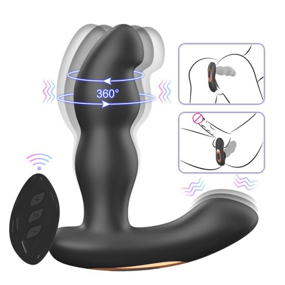 Aixiasia Hiross - Rechargeable, radio controlled rotary anal vibrator (black)