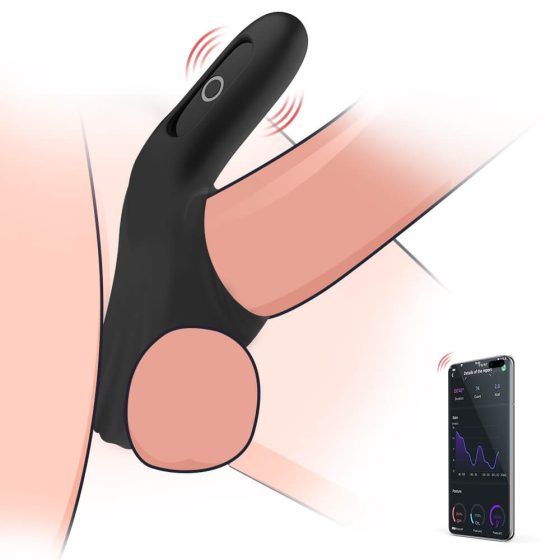 Magic Motion Rise - smart battery-operated vibrating penis ring (black)
